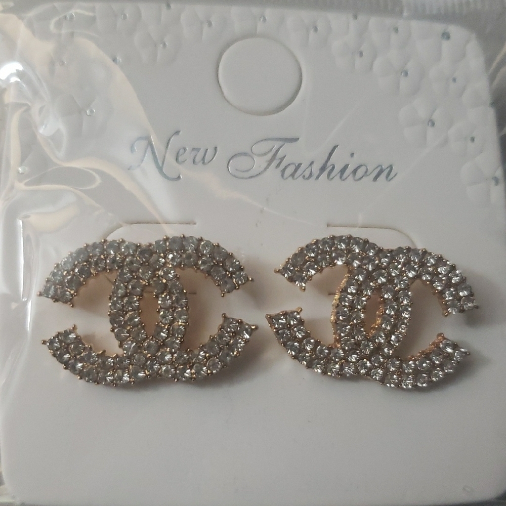 Elegant Gold and Silver Crystal Earrings